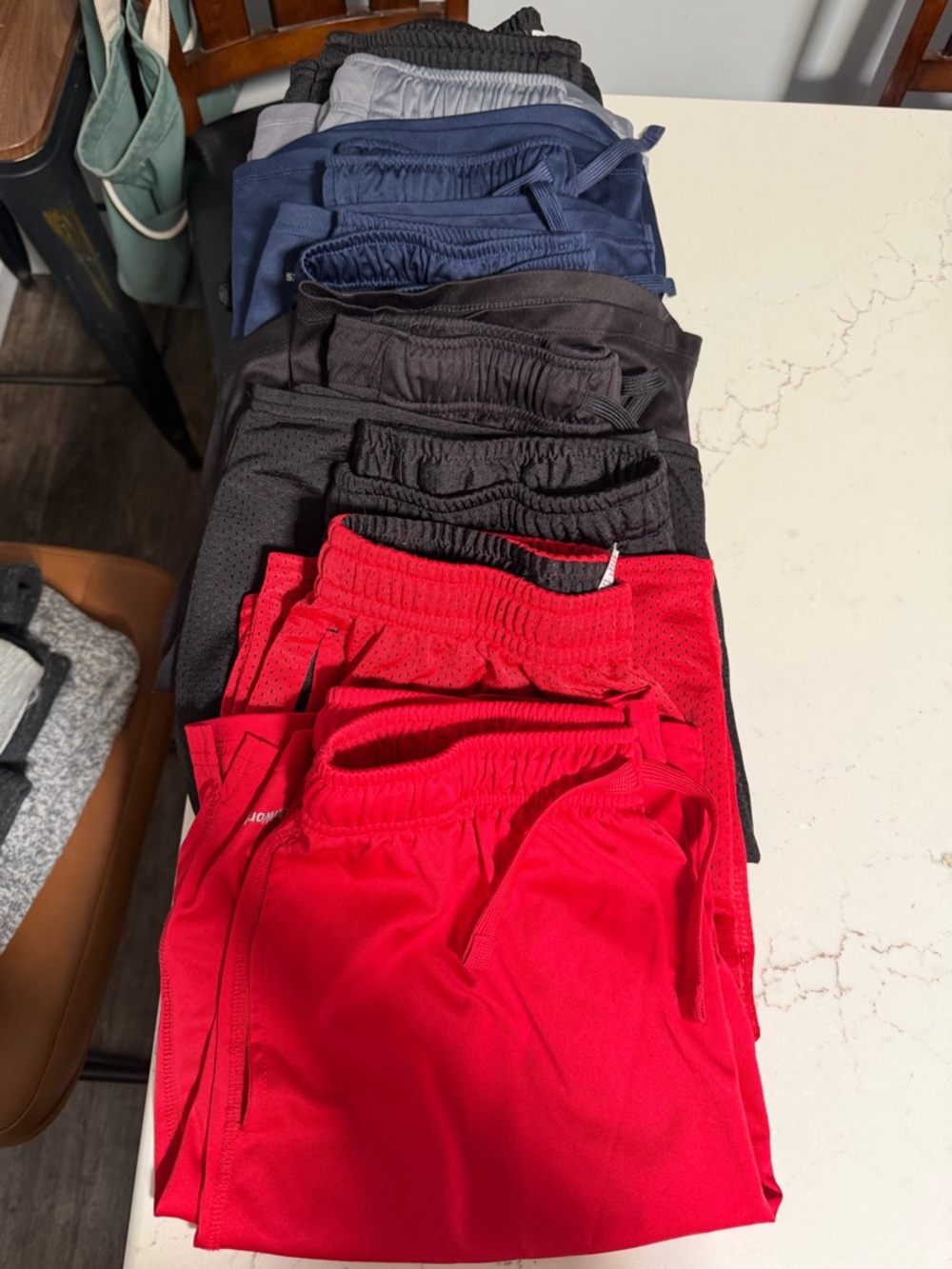 8 pairs of Athletic Works Kids Shorts - Red, Black, Navy, Gray